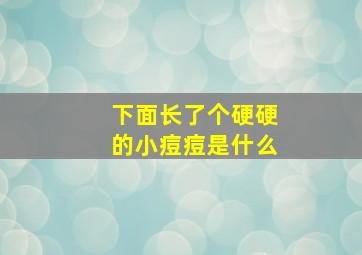 下面长了个硬硬的小痘痘是什么