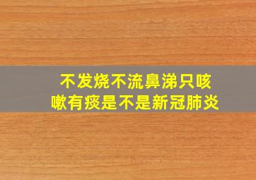 不发烧不流鼻涕只咳嗽有痰是不是新冠肺炎