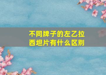 不同牌子的左乙拉西坦片有什么区别