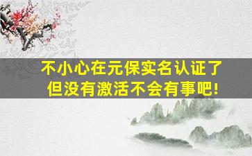 不小心在元保实名认证了但没有激活不会有事吧!