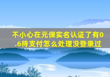 不小心在元保实名认证了有0.6待支付怎么处理没登录过