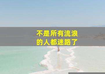 不是所有流浪的人都迷路了