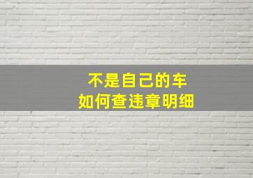 不是自己的车如何查违章明细