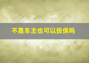 不是车主也可以投保吗