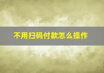 不用扫码付款怎么操作