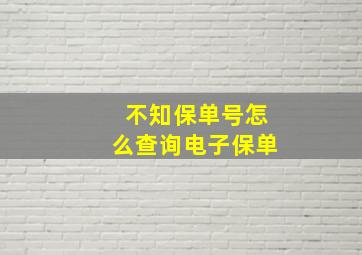 不知保单号怎么查询电子保单