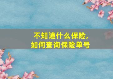 不知道什么保险,如何查询保险单号