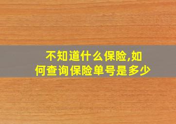 不知道什么保险,如何查询保险单号是多少