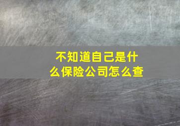 不知道自己是什么保险公司怎么查