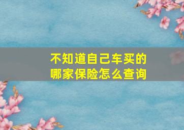 不知道自己车买的哪家保险怎么查询