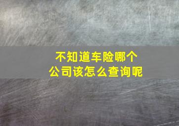 不知道车险哪个公司该怎么查询呢