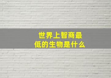 世界上智商最低的生物是什么