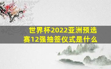 世界杯2022亚洲预选赛12强抽签仪式是什么