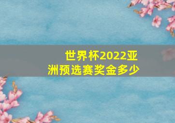 世界杯2022亚洲预选赛奖金多少