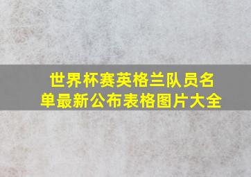 世界杯赛英格兰队员名单最新公布表格图片大全