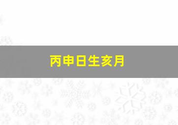 丙申日生亥月