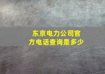 东京电力公司官方电话查询是多少