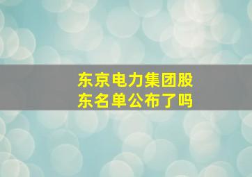 东京电力集团股东名单公布了吗