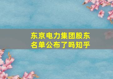 东京电力集团股东名单公布了吗知乎