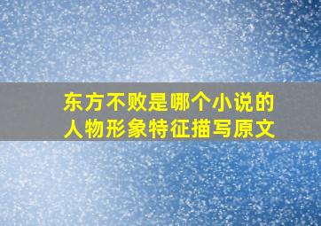 东方不败是哪个小说的人物形象特征描写原文