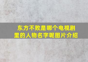 东方不败是哪个电视剧里的人物名字呢图片介绍