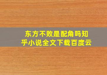 东方不败是配角吗知乎小说全文下载百度云