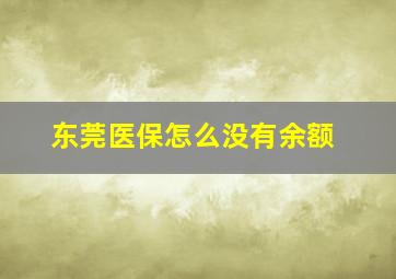 东莞医保怎么没有余额