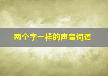 两个字一样的声音词语