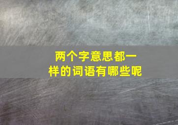 两个字意思都一样的词语有哪些呢