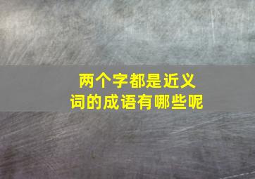 两个字都是近义词的成语有哪些呢