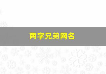 两字兄弟网名