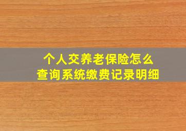 个人交养老保险怎么查询系统缴费记录明细