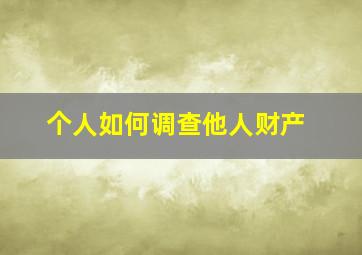 个人如何调查他人财产