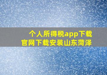 个人所得税app下载官网下载安装山东菏泽