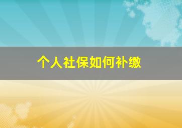 个人社保如何补缴