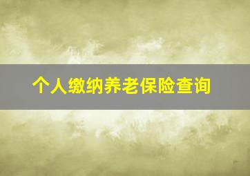 个人缴纳养老保险查询