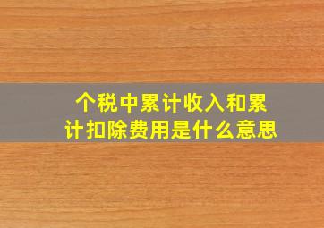 个税中累计收入和累计扣除费用是什么意思