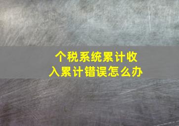 个税系统累计收入累计错误怎么办