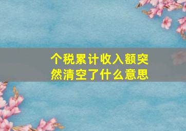 个税累计收入额突然清空了什么意思