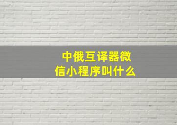 中俄互译器微信小程序叫什么