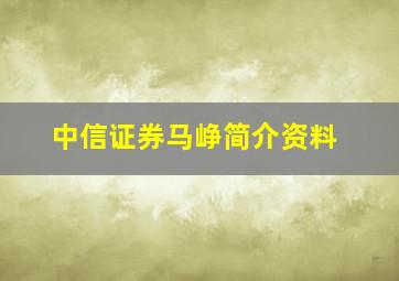 中信证券马峥简介资料