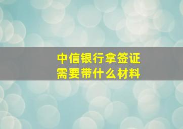 中信银行拿签证需要带什么材料