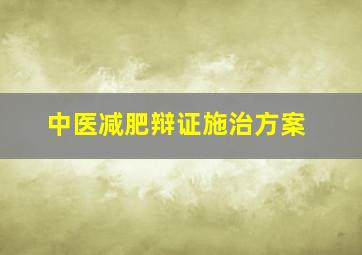 中医减肥辩证施治方案