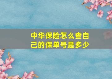 中华保险怎么查自己的保单号是多少