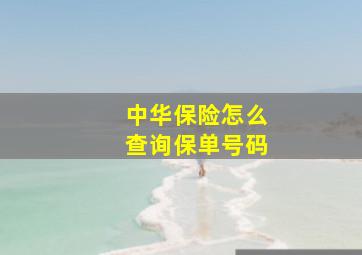 中华保险怎么查询保单号码