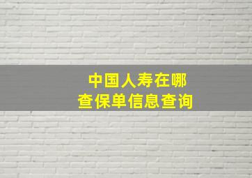 中国人寿在哪查保单信息查询