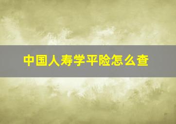 中国人寿学平险怎么查