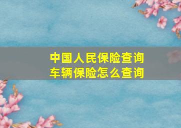 中国人民保险查询车辆保险怎么查询