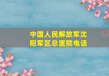 中国人民解放军沈阳军区总医院电话