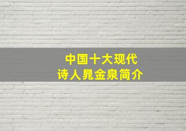 中国十大现代诗人晁金泉简介